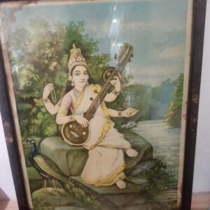 Vintage Lithograph - Ravivarma Saraswathi
