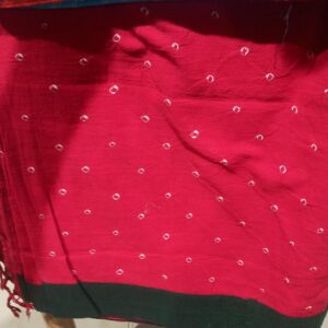 Sungudi Saree – Red with Green Border