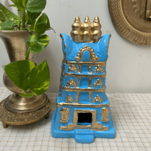 Small Temple Gopuram in Clay (Turquoise Blue)